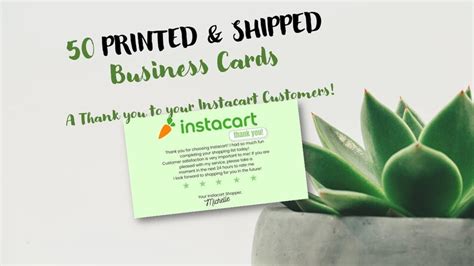 Limits may apply to redemption and use. Instacart Thank you 50 Printed Business Cards Shipt thank you | Etsy