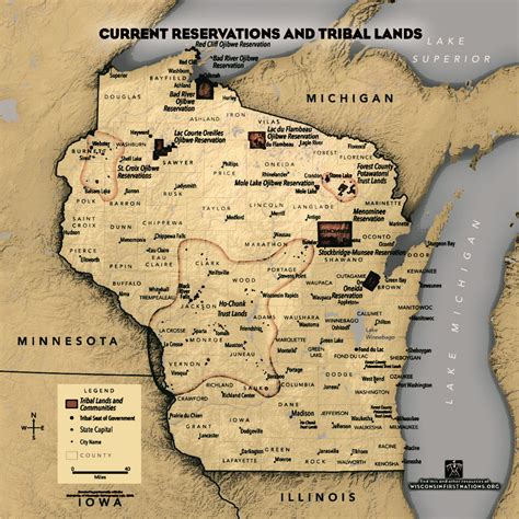 Current Tribal Lands Map Only Wisconsin First Nations
