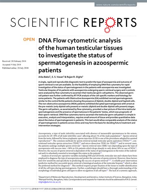 Dna Flow Cytometric Analysis Of The Human Testicular Tissues To My