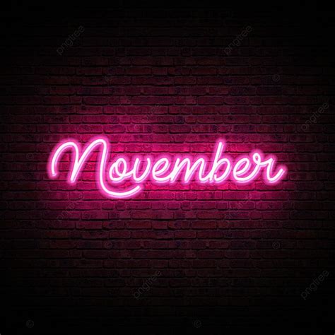 Neon Text Effect Png Transparent Neon Glow November Month Text Effect
