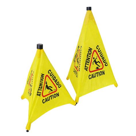 Yellow Plastic Caution Folding Pop Up Safety Warning Sign Cone Buy