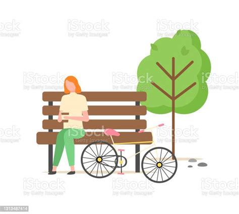 공원에서 벤치에 앉아 있는 여성 커피를 마시는 여성 공원 벤치에 대한 스톡 벡터 아트 및 기타 이미지 Istock