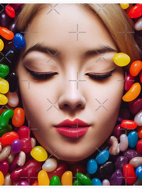Portrait Of A Beautiful Woman With Face Surrounded By Colorful Candy Midjourney Art