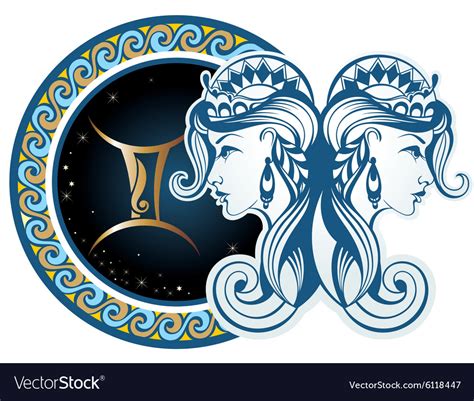 Zodiac Signs Gemini Royalty Free Vector Image
