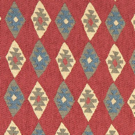 Red Blue And Beige Diamond Southwest Style Upholstery Fabric By The