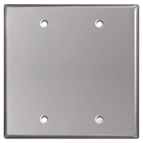 2 Blank Electrical Wall Plate Cover Polished Stainless Steel