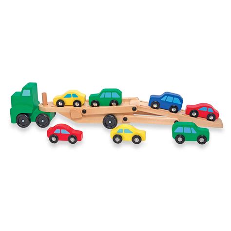 Melissa And Doug Car Carrier Truck And Cars Wooden Toy Set Buybuy Baby