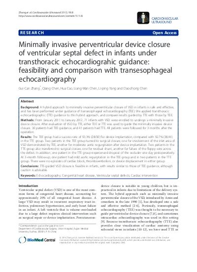 Minimally Invasive Perventricular Device Closure Of Ventricular Septal