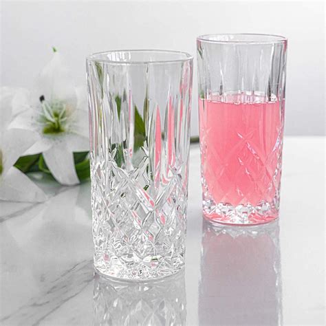 6x highball cocktail glasses set rcr crystal cut glass drinking tumblers 396ml ebay