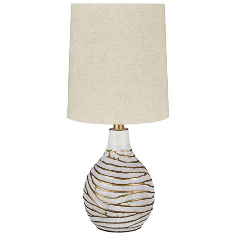 Signature Design By Ashley Lamps Contemporary L204194 Aleela White Gold Table Lamp Westrich