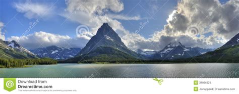 Glacier National Park Swiftcurrent Lake Panorama Stock Image Image Of