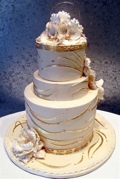 Gold And White Bling Cake Decorating Designs 50th Wedding Anniversary