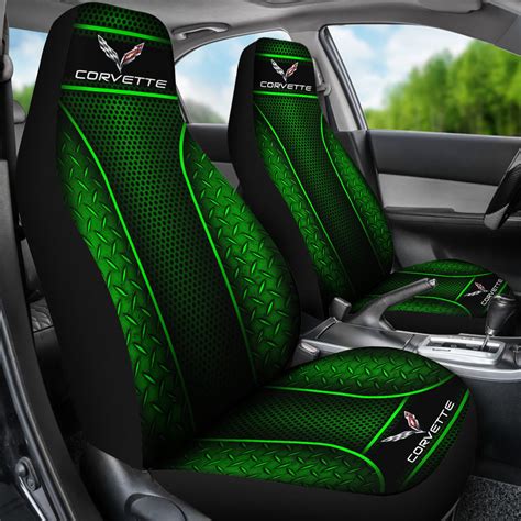 2 Front Corvette C7 Seat Covers Green With Free Shipping My Car My Rules