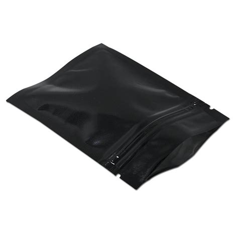 2020 7565cm Small Black Mylar Zip Lock Package Bags Glossy Flat