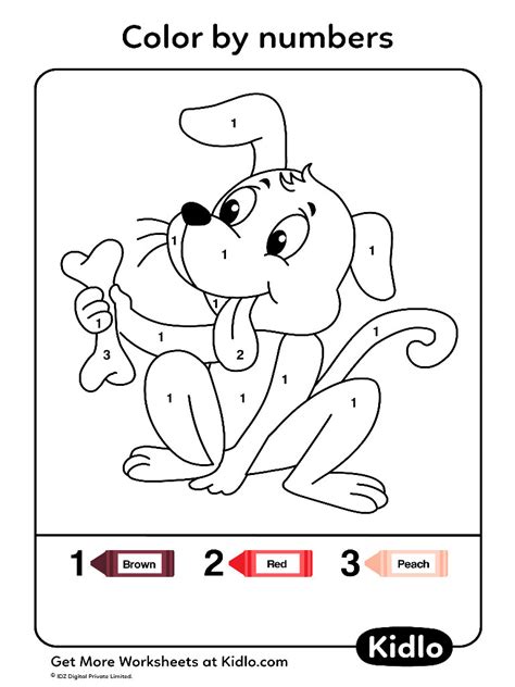 Color By Numbers Dogs Worksheet 04