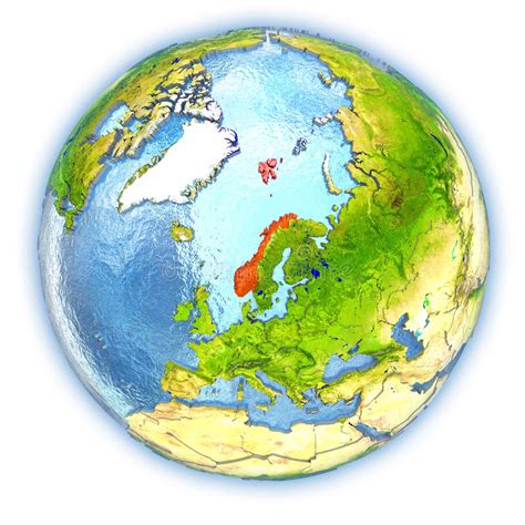 Norway On Isolated Globe Stock Illustration Illustration Of White