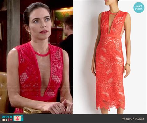 Wornontv Victorias Red Lace Overlay Dress On The Young And The Restless Amelia Heinle