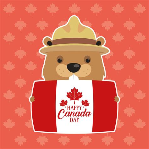 Happy Canada Day Celebration Banner With Beaver 1776866 Vector Art At