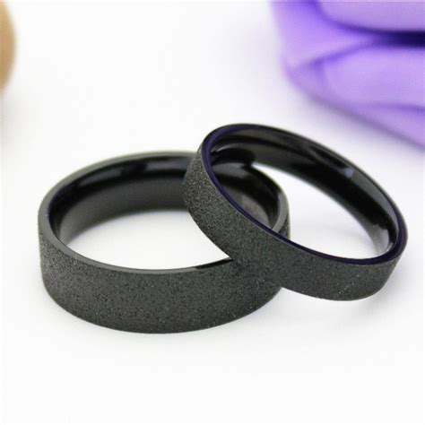 Titanium Black Ring For Couples Simple And Cool Style Dull Polish Craft