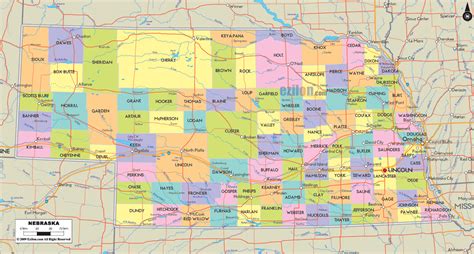 Detailed Political Map Of Nebraska Ezilon Maps
