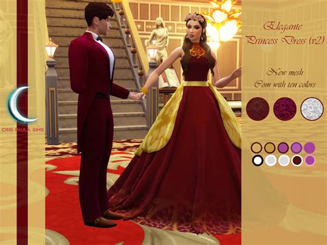 The Sims 4 Elegante Princess Dress V2 Cris Paula Sims