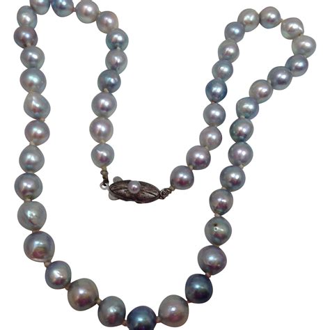 Vintage Genuine Grey Pearls Silver Necklace Jewelsunique Ruby Lane