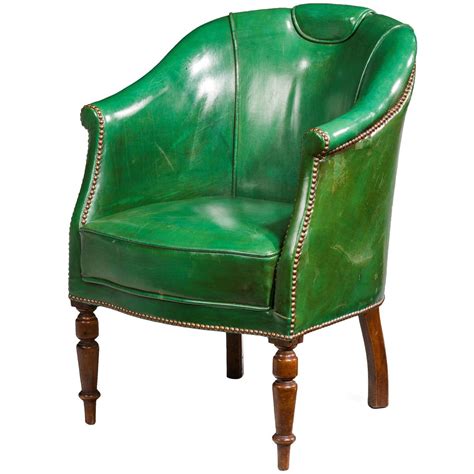 19th Century Green Leather Chair At 1stdibs