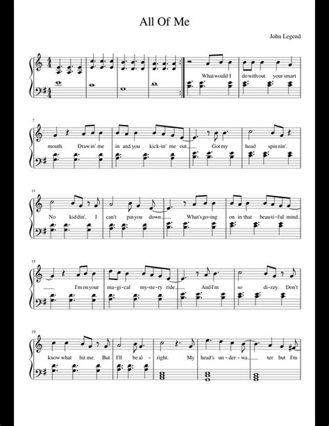 All of me john legend easy keyboard tutorial with notes right hand. All Of Me sheet music for Piano download free in PDF or MIDI