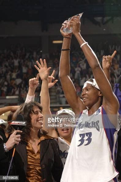 Yolanda Griffith Of The Sacramento Monarchs Holds Up Her Finals Mvp