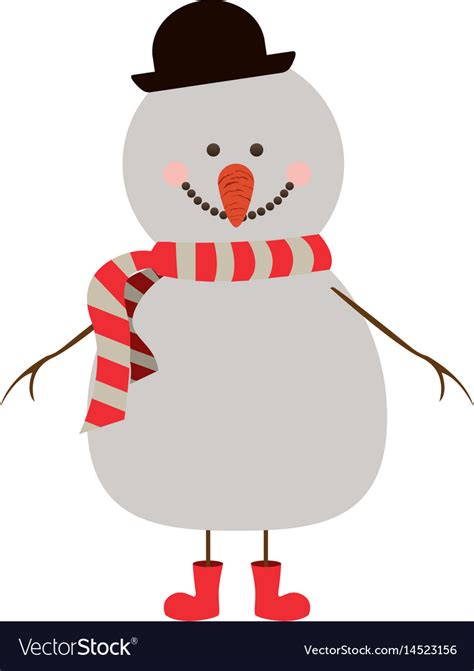 Silhouette Of Snowman With Red Boots And Scarf And