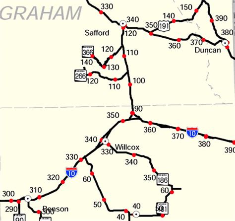 Arizona Map With Milepost Markers Us States Map