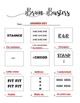 We shall begin with some tricky little puzzles which are just unless you realize that the question is misleading you w. Brain Breaks/Rebus Puzzle 2 Worksheet (With Answers) by ...