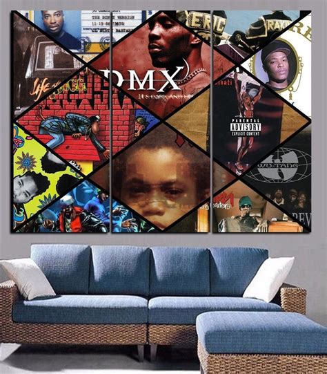 Hip Hop Wall Art Framed Rap Collage Canvas Music Poster Etsy In 2021
