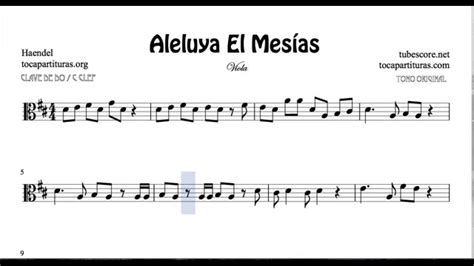 El Mesías de Haendel Partitura del Aleluya para Viola en la tonalidad