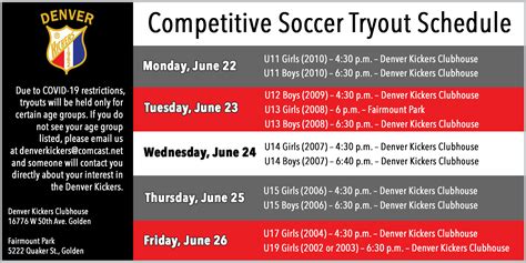 Competitive Tryouts Set For June 22 26 Denver Kickers Sport Club Inc