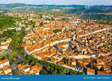 General Aerial View Of French Commune Of Riom In Summer France