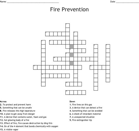Fire Prevention Crossword Wordmint Fire Safety Crossword Puzzle