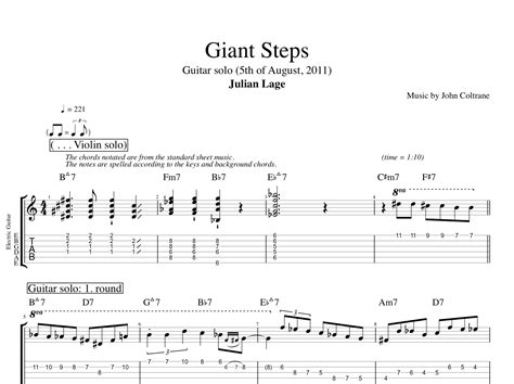 Giant Steps Guitar Solo · Julian Lage Guitar Bass Tabs