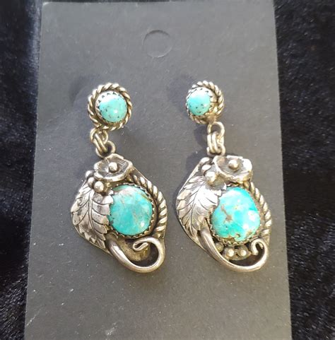Turquoise And Silver Earrings Etsy