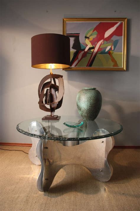 How big of a coffee table should i get? Big Round Coffee Table, attr. Michel Boyer, France circa ...