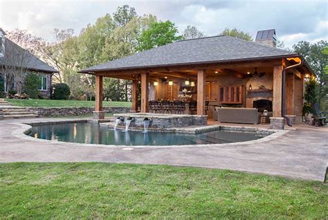 Outdoor Fireplace With Swimming Pool Home Romantic