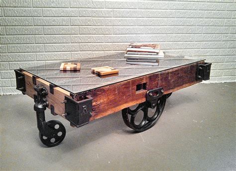 Perfect for loft apartments, beach houses, lake houses, coffee stores, retail display stands, shoe store display tables, hunting lodges, or any urban house, as the focal point. TIMBER ART: Factory Cart Coffee Table