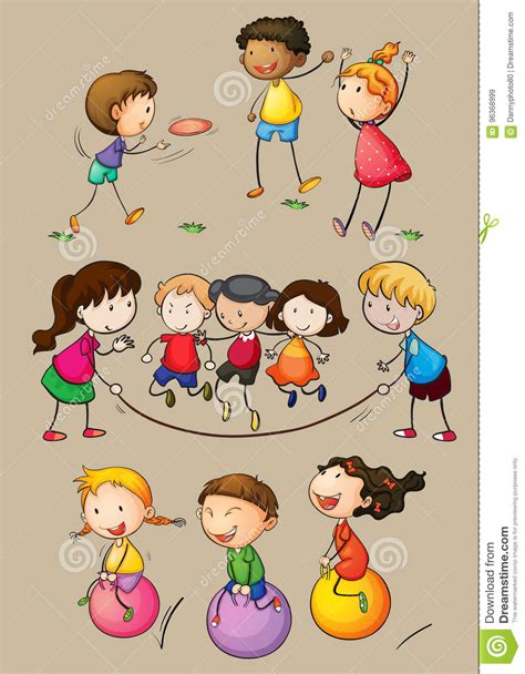 Happy Children Playing Games Stock Vector Illustration Of Childhood