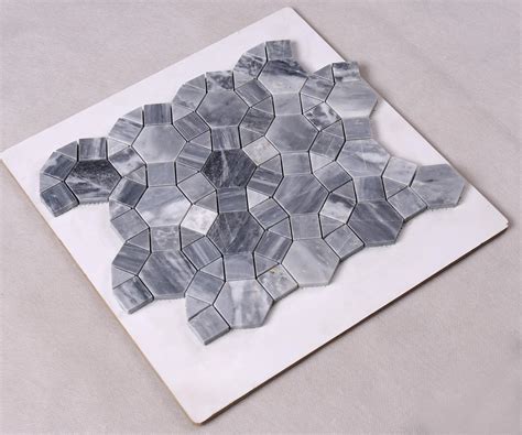 Dark Gray Round Shape Marble Mosaic Tile For Floor Hsc32