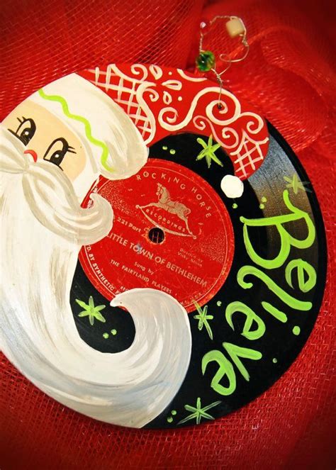 Hand Painted Vintage Christmas Record Santa Claus Christmas Vinyl