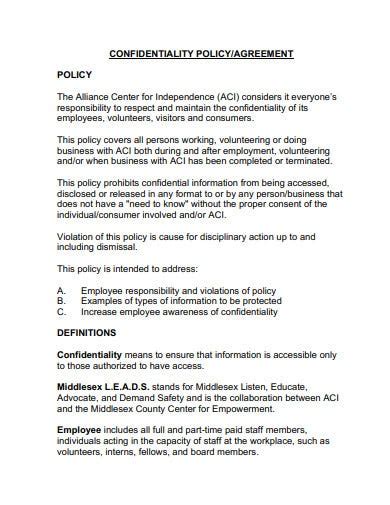 8 Confidentiality Policy Templates In Pdf Ms Word