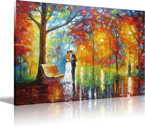 Lovers Canvas Wall Art Couple Kissing In The Parkartwork Romantic