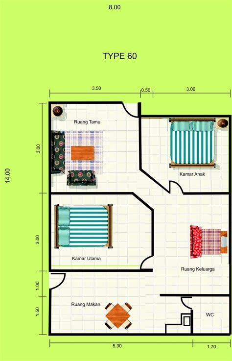 Sisa tanah itu nantinya bisa dibuat santai atau berkebun dahulu. Gambar Desain Rumah Type 30/60 | Tukang Desain Rumah