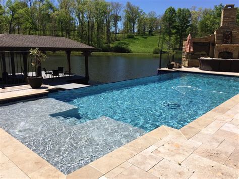 Birmingham Al Infinity Pool With Tanning Ledge And Outdoor Fireplace