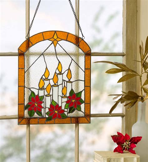This Lovely Stained Glass Candle Window Art Shows An Arrangement Of Seven Candles With Three